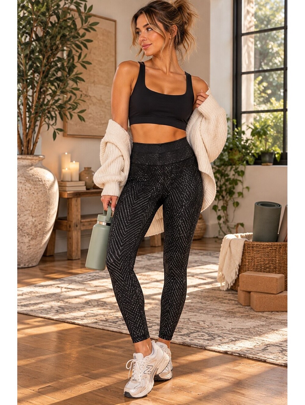 Rag & Bone Jeans Lawson Leggings Womens XS Black Chevron Athletic Yoga Pilates